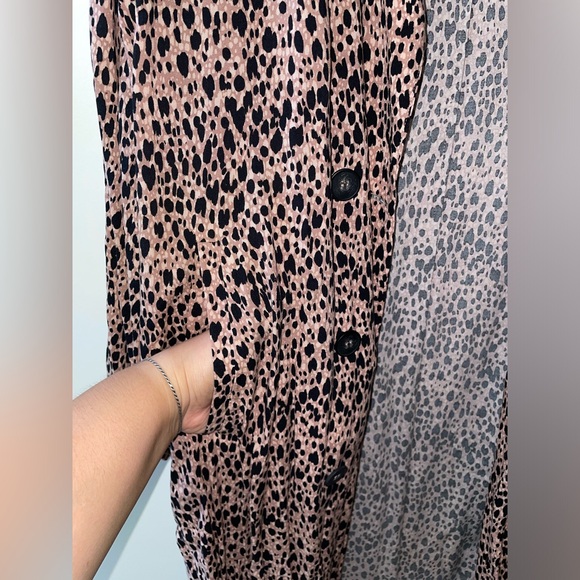 Free People Daria Leopard Cheetah Print Maxi Duster Dress Size S - Picture 6 of 10